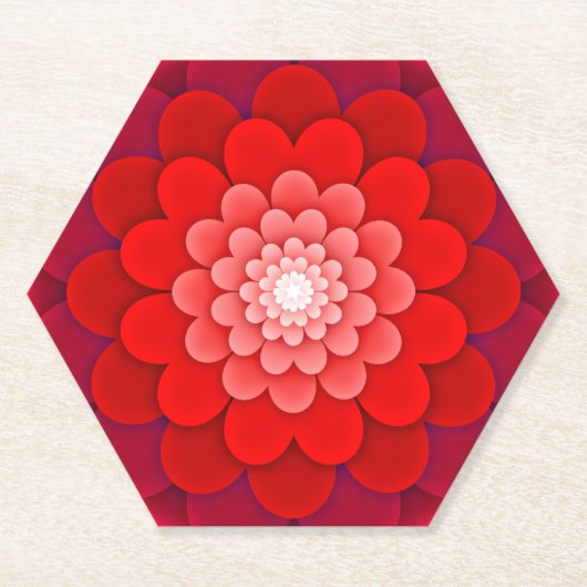 Dessous-de-verre En Papier Rouge Floral Mandala-58566 (Devant)