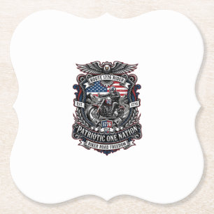 Dessous-de-verre En Papier Route patriotique 1776 Cavalier Motard Route Liber