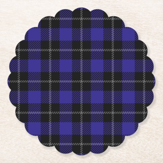 Dessous-de-verre En Papier Royal Blue Black Plaid (Devant)