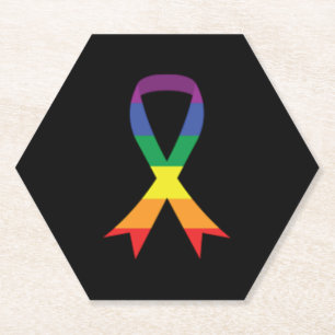 Dessous-de-verre En Papier Ruban de sensibilisation à la fierté du Lgbt. Auto