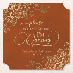 Dessous-de-verre En Papier Rust Orange & Gold Ne prenez pas mon Mariage de bo