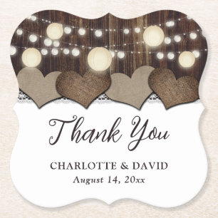 Dessous-de-verre En Papier Rustic Country Grange Mariage Merci