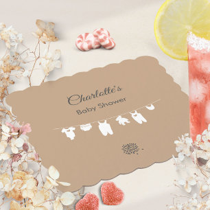 Dessous-de-verre En Papier Sable Minimaliste Bohème Fête de Naissance Mixte B