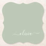 Dessous-de-verre En Papier Sage Green Minimaliste Moderne Monogramme Élégant<br><div class="desc">Découvrez notre collection moderne minimaliste de monogramme Sage Green : Élégez votre esthétique avec une sophistication sereine et une élégance intemporelle. Notre collection présente des designs minimalistes dans une teinte verte sage et tranquille, complétés par des monogrammes raffinés adaptés à votre style personnel. De la papeterie polie aux accessoires polyvalents,...</div>