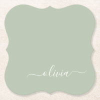 Sage Green Minimaliste Moderne Monogramme Élégant