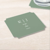 Dessous-de-verre En Papier Sage Green Monogrammes Simple Élégant Mariage mode (Incliné)