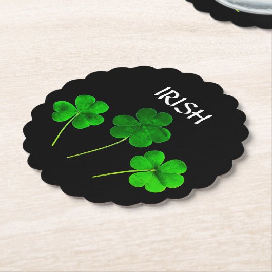 Dessous-de-verre En Papier Saint Patrick's Day Iriss Shamrocks Feuilles Green (Incliné)