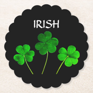Dessous-de-verre En Papier Saint Patrick's Day Iriss Shamrocks Feuilles Green