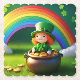 Dessous-de-verre En Papier Saint Patrick's Day Leprechaun in Pot of Gold