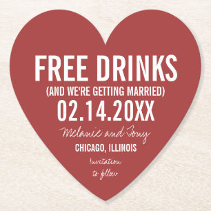 Dessous-de-verre En Papier Saint Valentin Mariage drôle Sauvez les dates