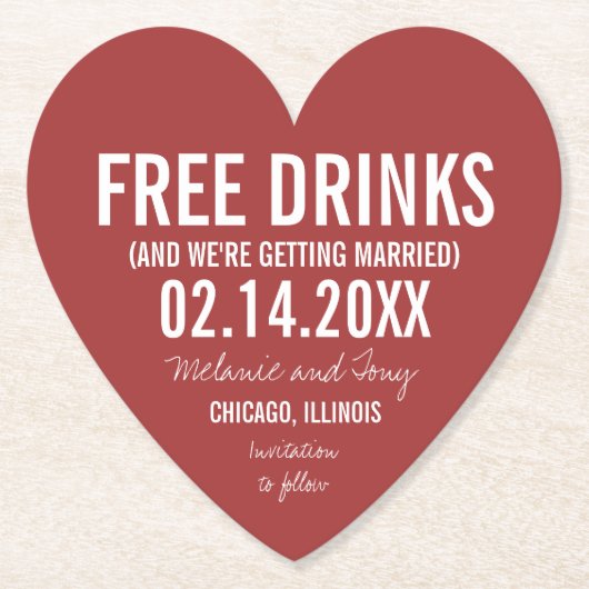 Dessous-de-verre En Papier Saint Valentin Mariage drôle Sauvez les dates (Devant)