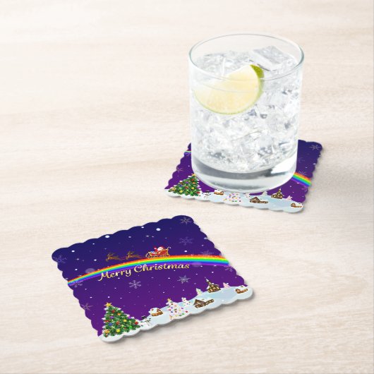 Dessous-de-verre En Papier Santa Claus arc-en-ciel (En situation)