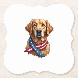 Dessous-de-verre En Papier Sauvetage de Golden Retriever Patriotique Vintage