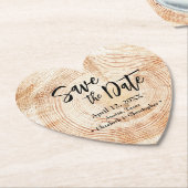 Dessous-de-verre En Papier Save the date Wood grain Wedding Rustic  (Incliné)