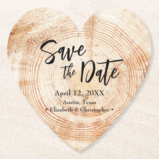Dessous-de-verre En Papier Save the date Wood grain Wedding Rustic  (Devant)