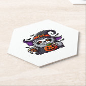 Dessous-de-verre En Papier Scary Halloween Sloth Witch Costume Casquette Mer  (Incliné)