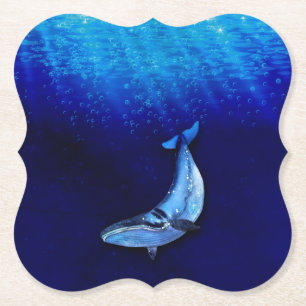 Dessous-de-verre En Papier Scène De Mouvement Verticale De Baleine Vers Le Ba