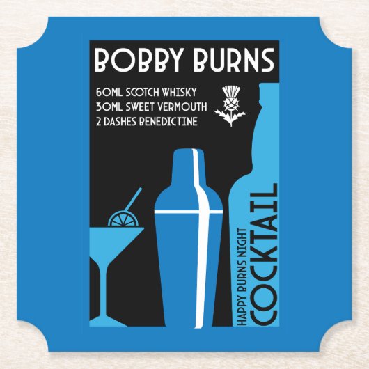 Dessous-de-verre En Papier Scottish Bobby Burns Whiskey Cocktail (Devant)