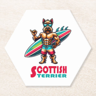 Dessous-de-verre En Papier Scottish Terrier Surfer