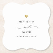 Dessous-de-verre En Papier Script élégant moderne minimal Gold Wedding Favor (Devant)