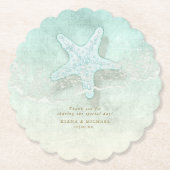 Dessous-de-verre En Papier Seam Beach Wedding Starfish ID837 (Devant)