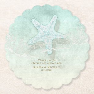 Dessous-de-verre En Papier Seam Beach Wedding Starfish ID837