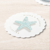 Dessous-de-verre En Papier Seam Beach Wedding Starfish ID837 (Incliné)