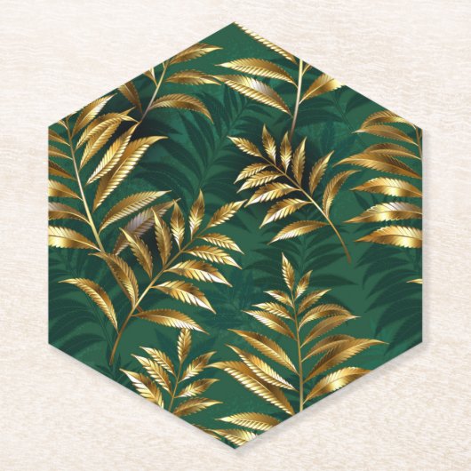 Dessous-de-verre En Papier Seamless pattern with golden ferns (Devant)
