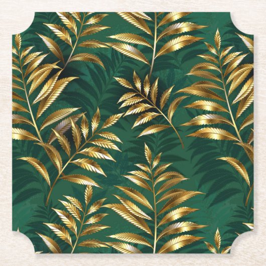 Dessous-de-verre En Papier Seamless pattern with golden ferns (Devant)