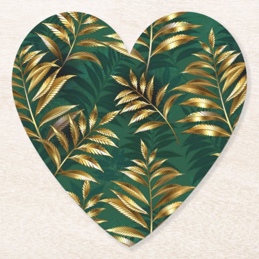 Dessous-de-verre En Papier Seamless pattern with golden ferns (Devant)