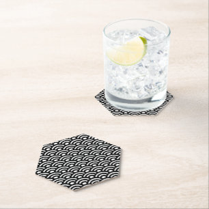 Dessous-de-verre En Papier Seigaiha, Vagues, Japonais, Noir et Blanc