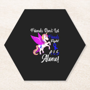 Dessous-de-verre En Papier Sensibilisation à la SLA Funny Unicorn Ami Citatio