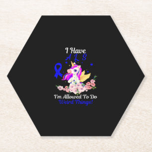 Dessous-de-verre En Papier Sensibilisation à la SLA Funny Unicorn Citation de