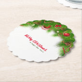 Dessous-de-verre En Papier Serre de Noël et ampoules rouges, et présente (Incliné)