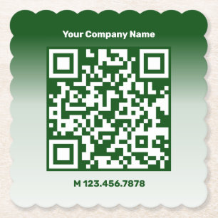 Dessous-de-verre En Papier Service d'entretien de pelouse Green Custom QR Cod