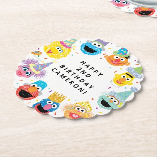 Dessous-de-verre En Papier Sesame Street Pals Confetti Anniversaire (Incliné)