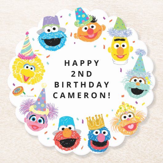 Dessous-de-verre En Papier Sesame Street Pals Confetti Anniversaire (Devant)