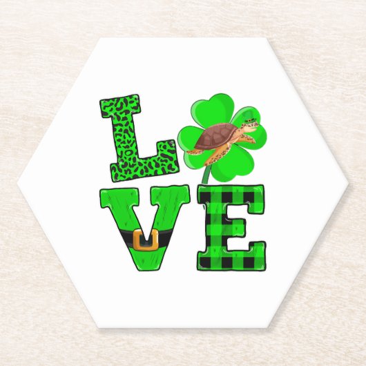 Dessous-de-verre En Papier Shamrock Green Plaid Love Sea Turtle St Patrick'S (Devant)