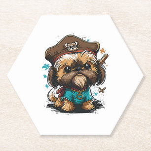 Dessous-de-verre En Papier Shorkie Shih Tzu Yorkie Yorkshire Chien Pirate
