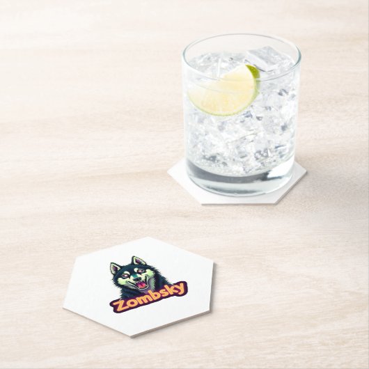 Dessous-de-verre En Papier Siberian Husky Sibe Zombie Dog Halloween Essential (En situation)