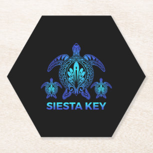 Dessous-de-verre En Papier Siesta Key Floride FL Ocean Blue Turtle Souvenirs