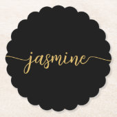 Dessous-de-verre En Papier Signature de nom de script de monogramme noir mini (Devant)