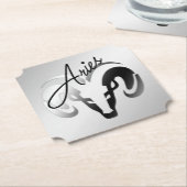 Dessous-de-verre En Papier Silver Aries le bélier Zodiac (Incliné)
