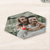 Dessous-de-verre En Papier Simple Blanc Enregistrer La Date (Incliné)