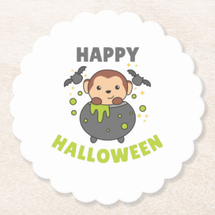 Dessous-de-verre En Papier Singe Halloween Joyeux Cauldron Bat