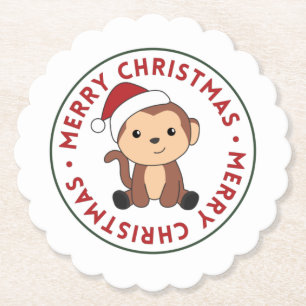Dessous-de-verre En Papier Singe Noël Neige hiver Animaux Singes Papier
