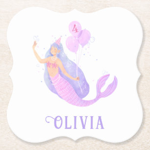 Dessous-de-verre En Papier Sirène sous la mer Anniversaire fille âge rose
