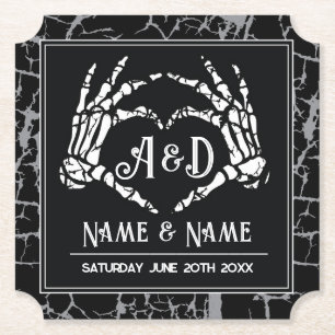 Dessous-de-verre En Papier Skeleton Heart Hands Dessous de verre Mariage Blac