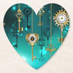 Dessous-de-verre En Papier Skeleton Keys on Green Background