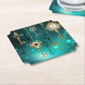 Dessous-de-verre En Papier Skeleton Keys on Green Background (Incliné)